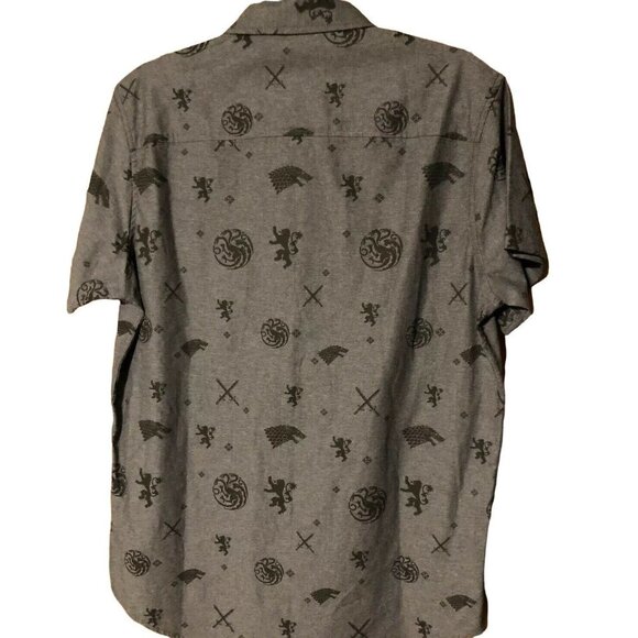 Men's HBO GoT Game of Thrones Button Down Collared Gray Shirt, Small - Picture 6 of 10